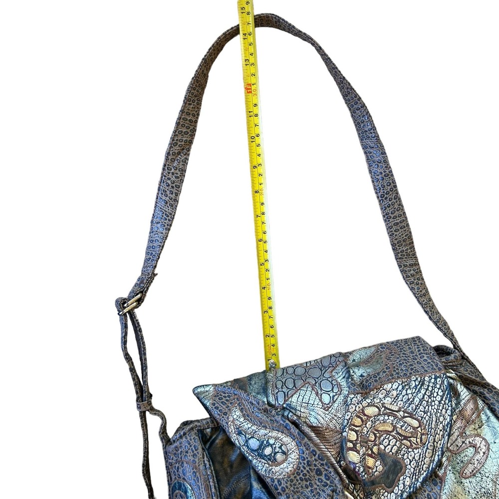 Metallic Blue Patterned Shoulder Bag - Picture 11 of 16
